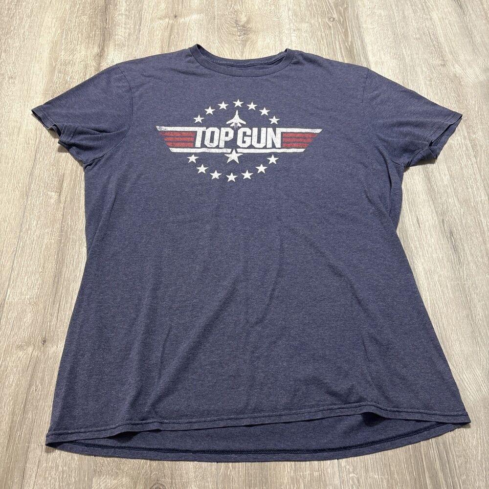 Top Gun Logo Graphic T-Shirt Navy Blue Men’s Size L Movie Tee Vintage Style